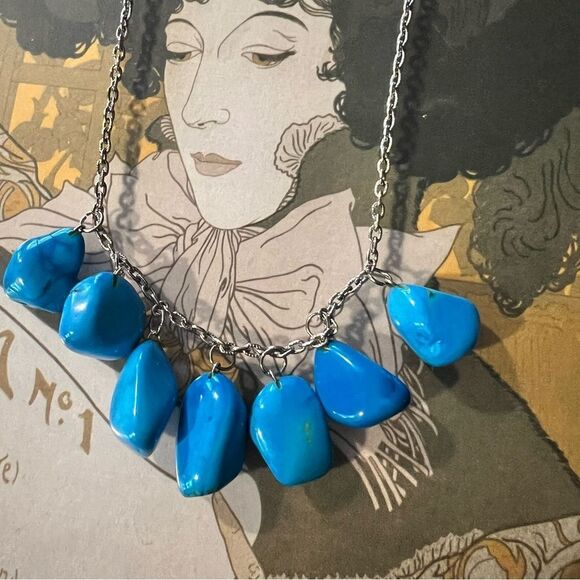 Turquoise Semi Precious Stones Necklace - Picture 2 of 3